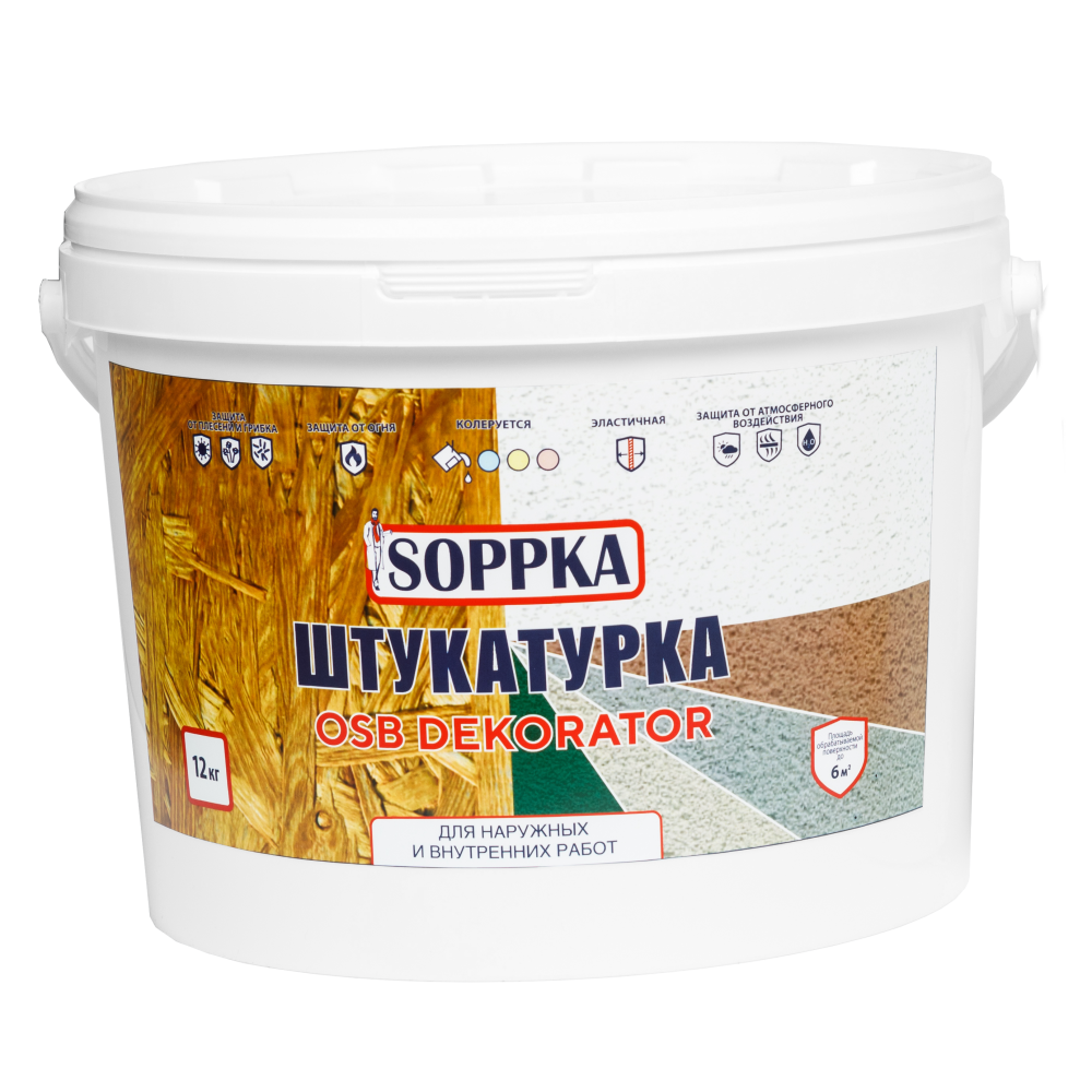 Штукатурка фасадная soppka osb dekorator 12 кг для наружных работ ...