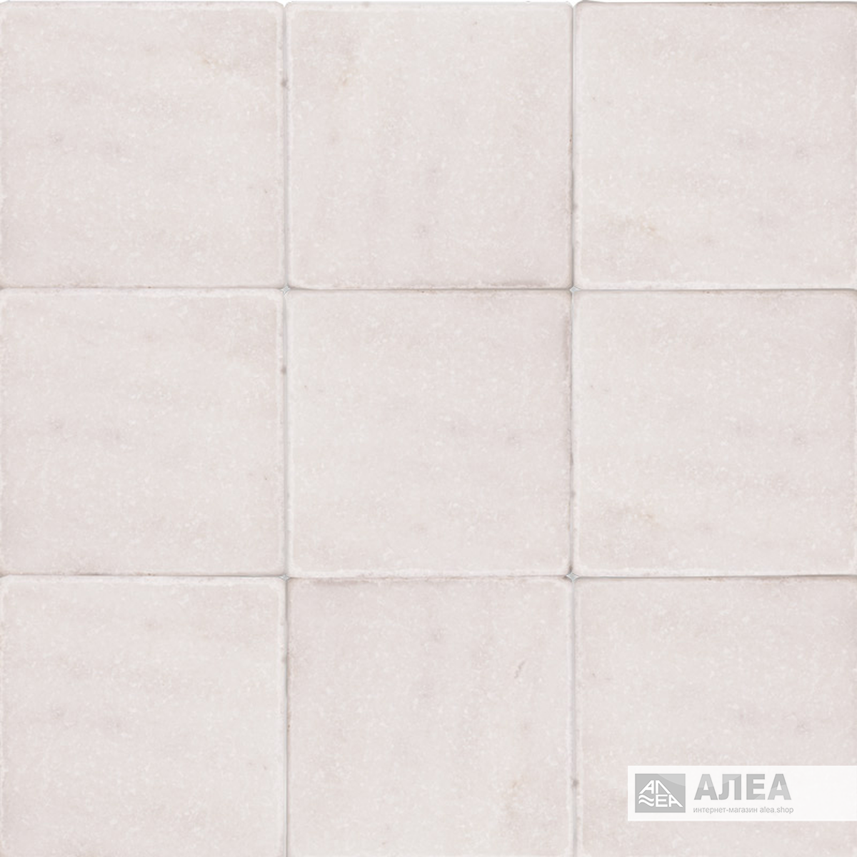 Плитка натуральный мрамор белая White Marble Tumbled 100x100 мм, фото 