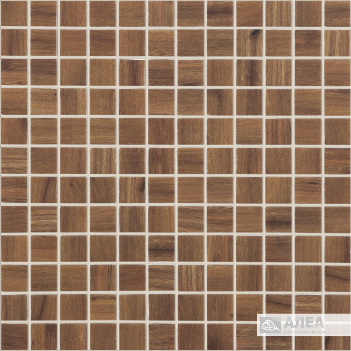 Плитка мозаика Wood 4200 Vidrepur на сцепке коричневая 317x317 мм, фото 