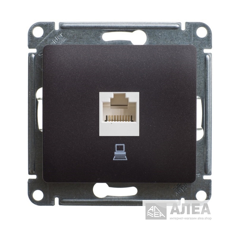 GSL000881K Розетка комп. 1-ая RJ45 без рамки шоколад GLOSSA SchE