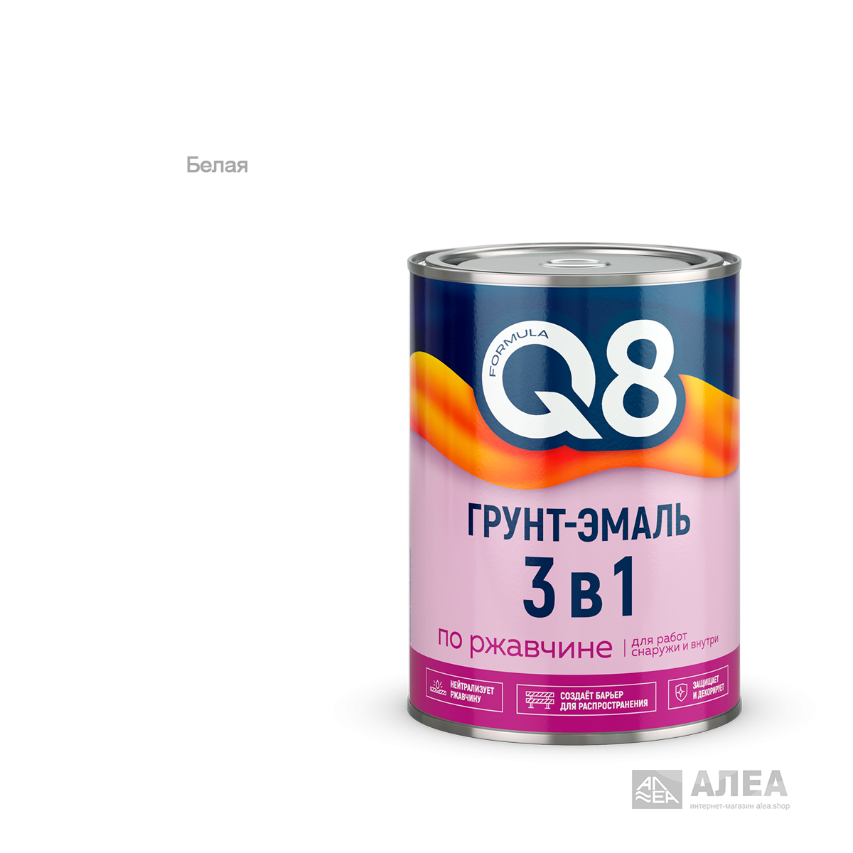 Грунт-эмаль Formula Q8 по ржавчине 3в1 белая 0,9 кг, фото 