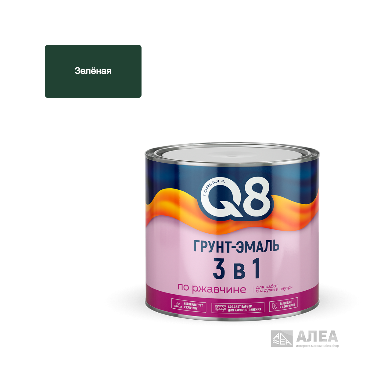 Грунт-эмаль Formula Q8 по ржавчине 3в1 зеленая 1,9 кг, фото 