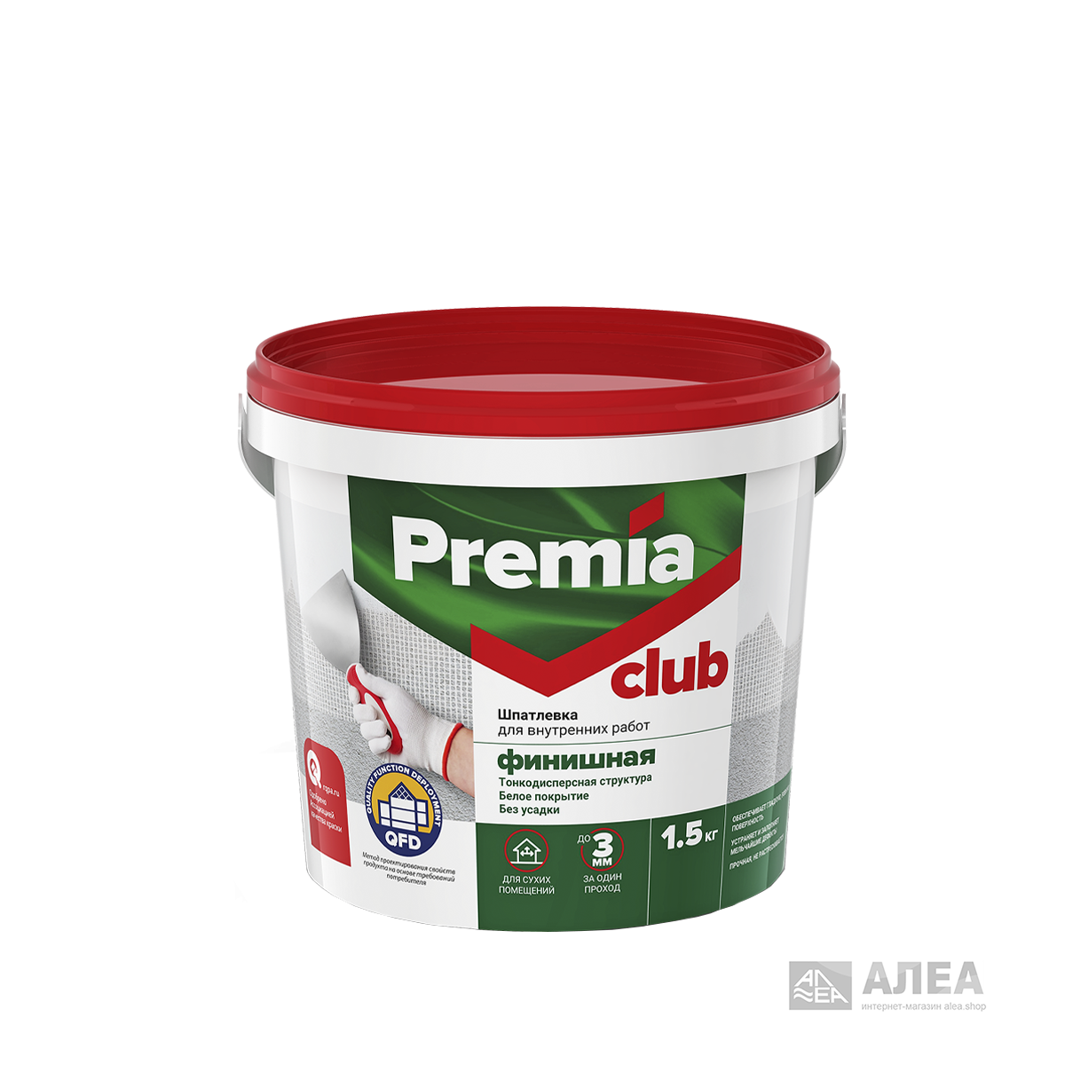 Шпатлевка Premia финишная для внутренних работ 1,5 кг, фото 