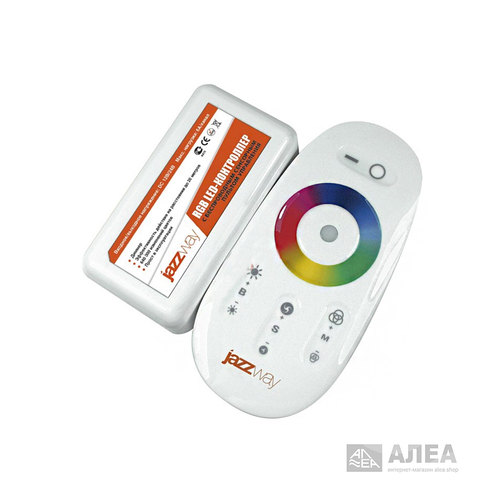 яКонтроллер для с/д ленты RGB 12/24В 216/432Вт  BL белый с пультом JAZZway, фото 