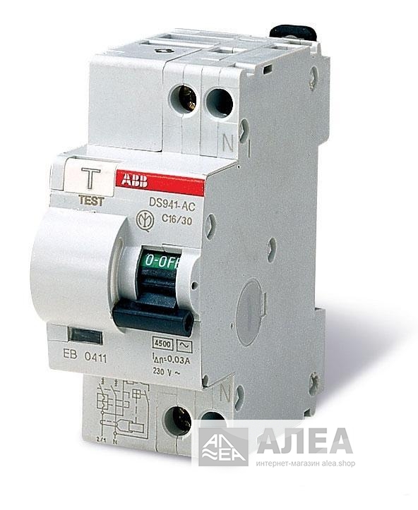 Выключатель автоматический дифференциальный АВДТ 2п 25А AC 30мА 4,5кА DSH941R ABB
