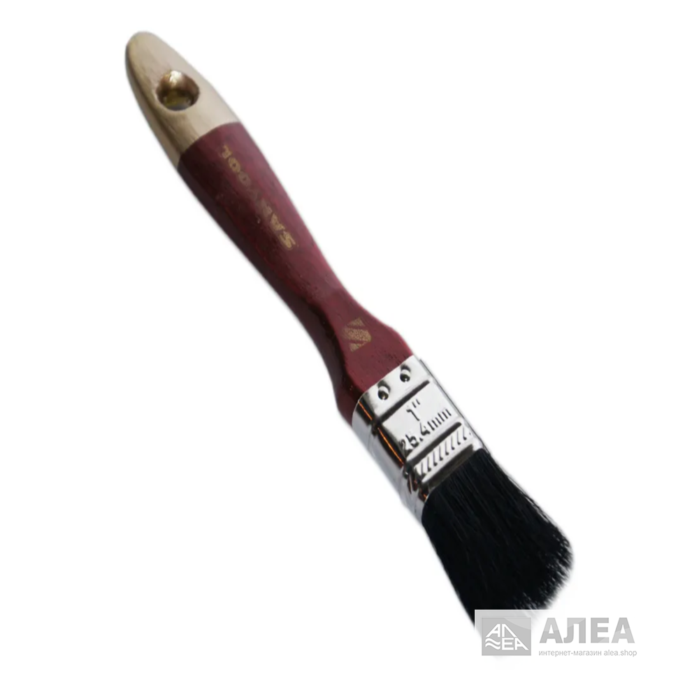 Кисть плоская  25мм черная натуральная щетина деревянная ручка "SANTOOL" МАСТЕР
